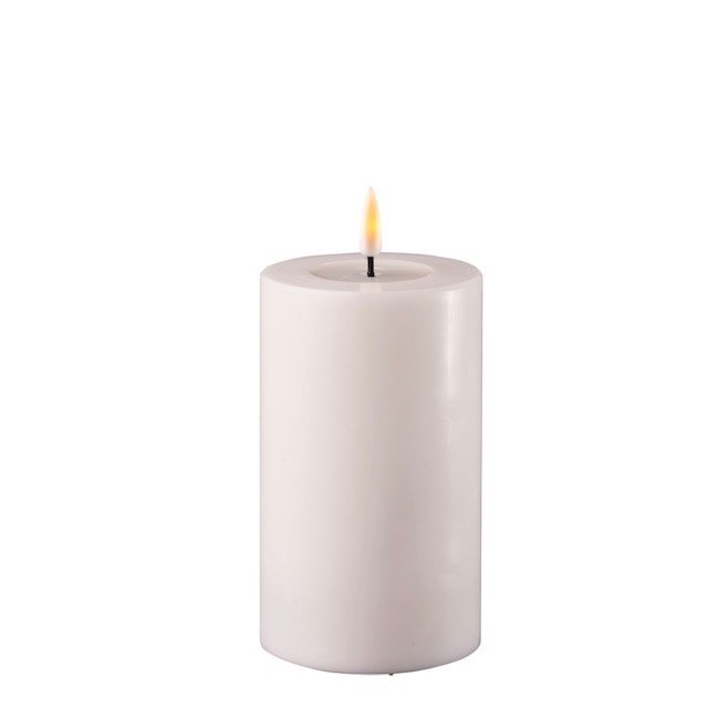 LED Stumpenkerze Real Flame weiß, weiss 12,5 cm, Ø 7,5 cm