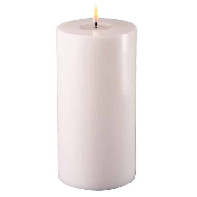 LED Stumpenkerze Real Flame weiß, weiss 20 cm, Ø 10 cm