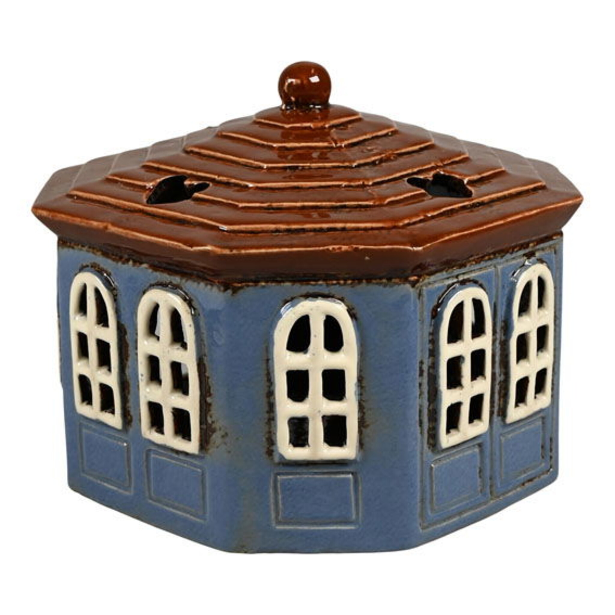 Lichthaus Keramikhaus Pavillon für Teelicht, blau 