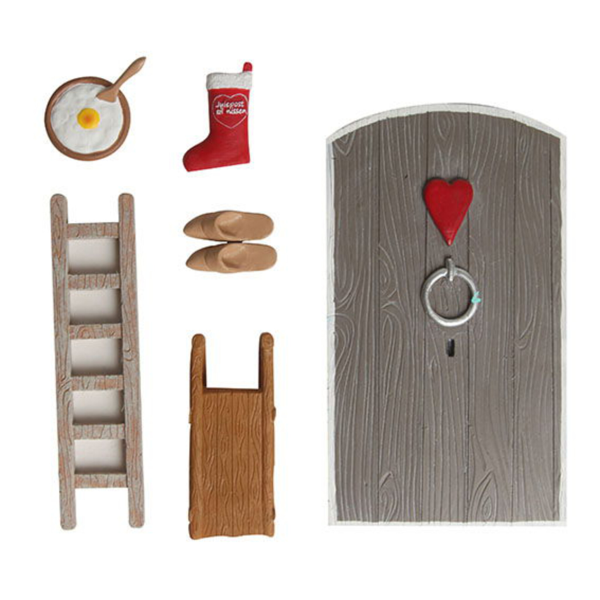 Wichteltür-Set 6-teilig mit Zubehör, braun 