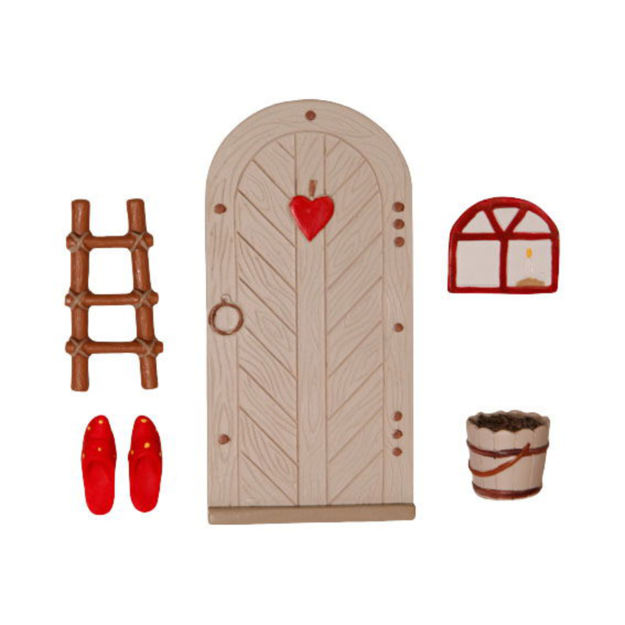 Wichteltür-Set mit Leiter und Zubehör, hellbraun 