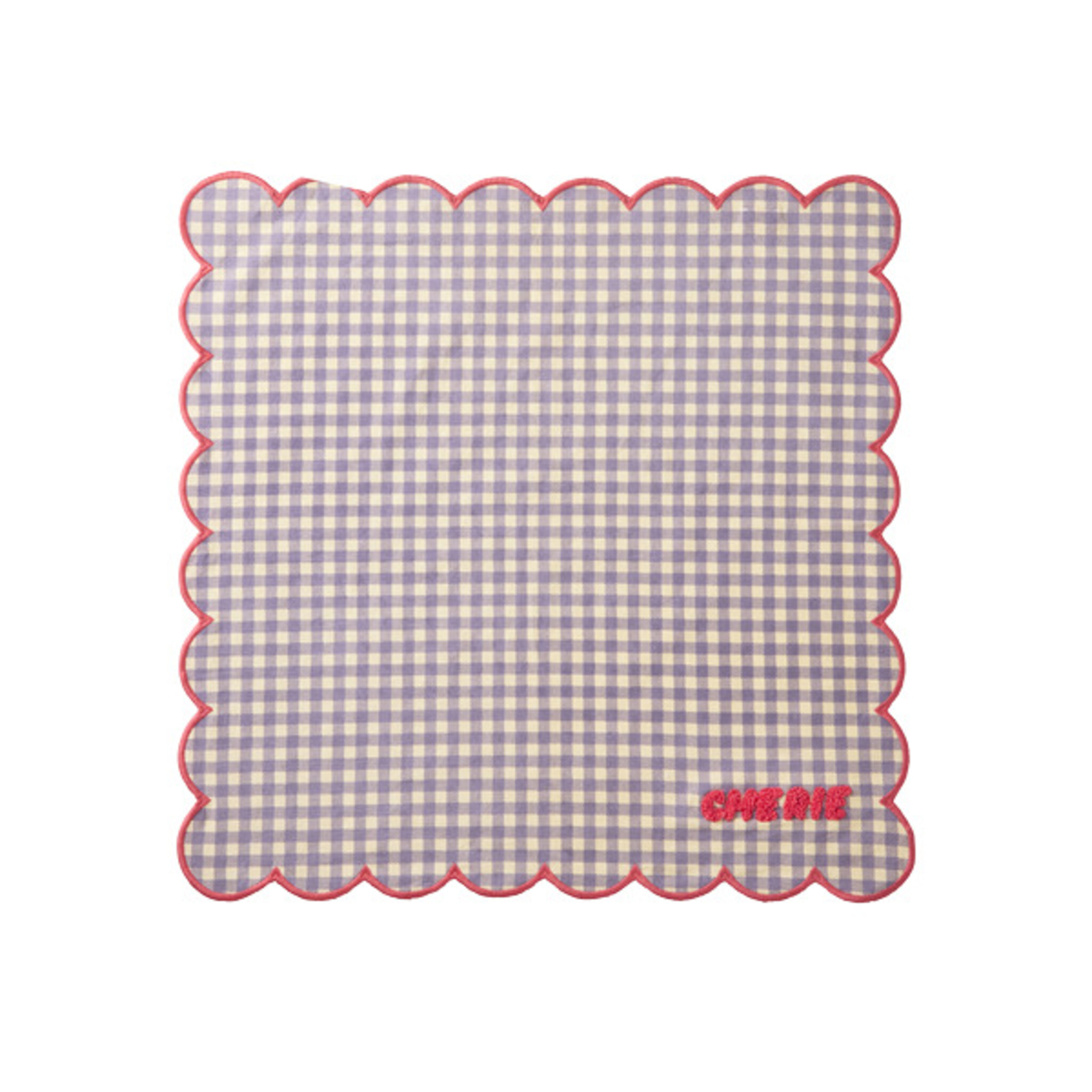 RICE Baumwoll-Serviette Karo in Himbeerrosa mit Wellenrand, himbeer 