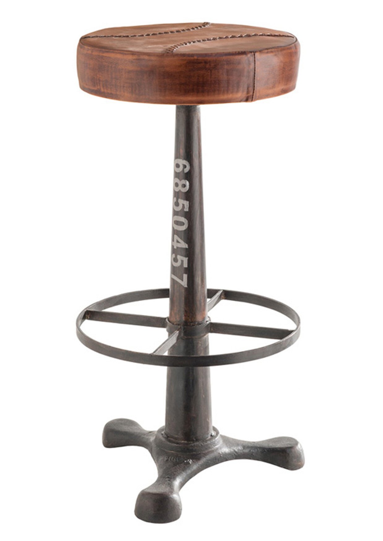 Barhocker mit Ledersitz, braun 