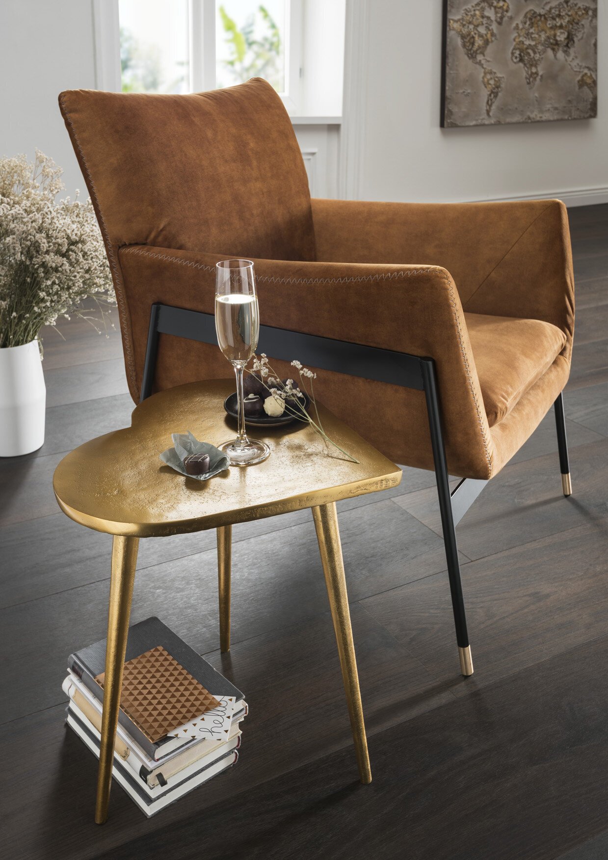 Beistelltisch Heartbreaker aus Aluminium, gold 