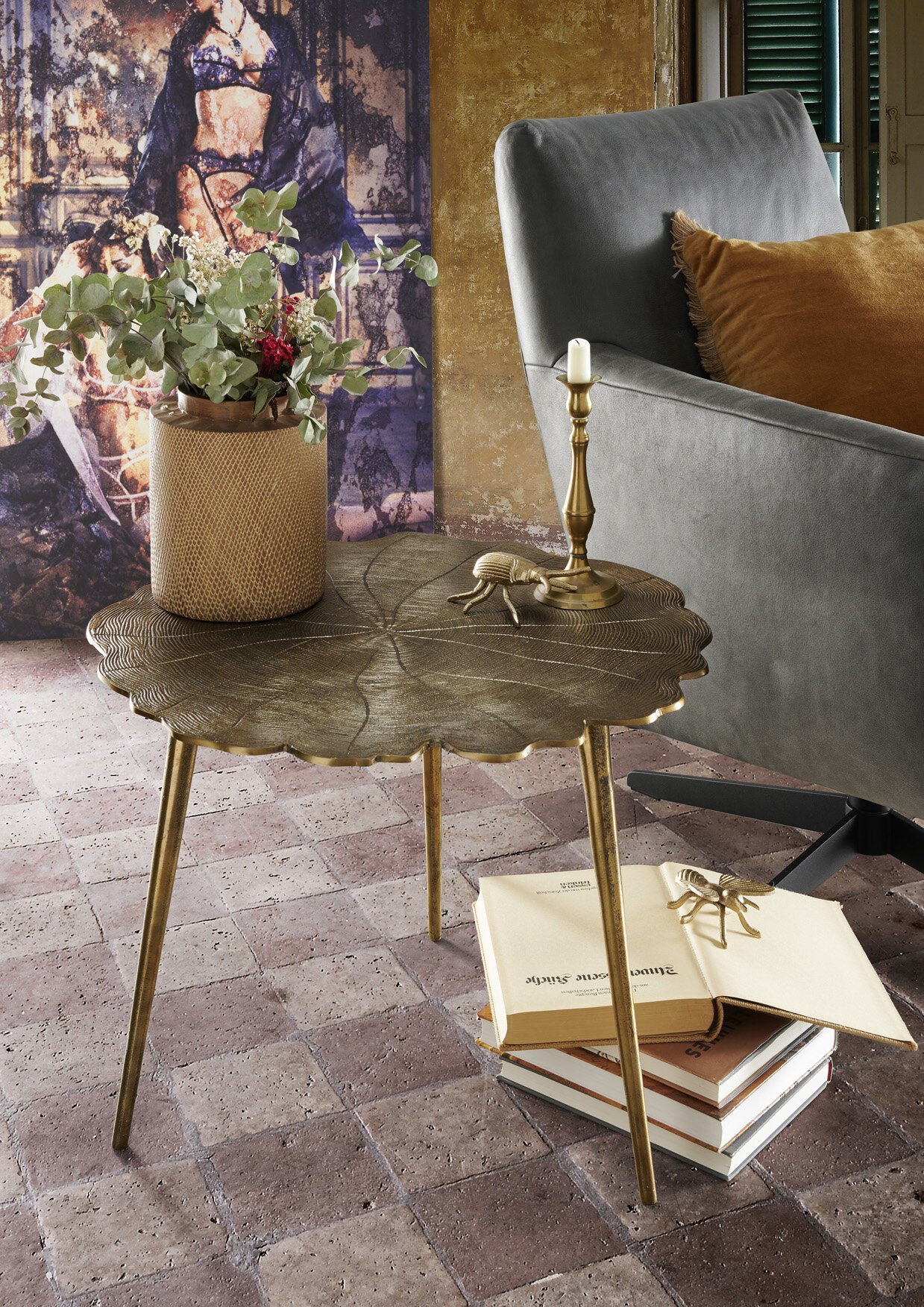 Beistelltisch Tree aus Aluminium, gold 