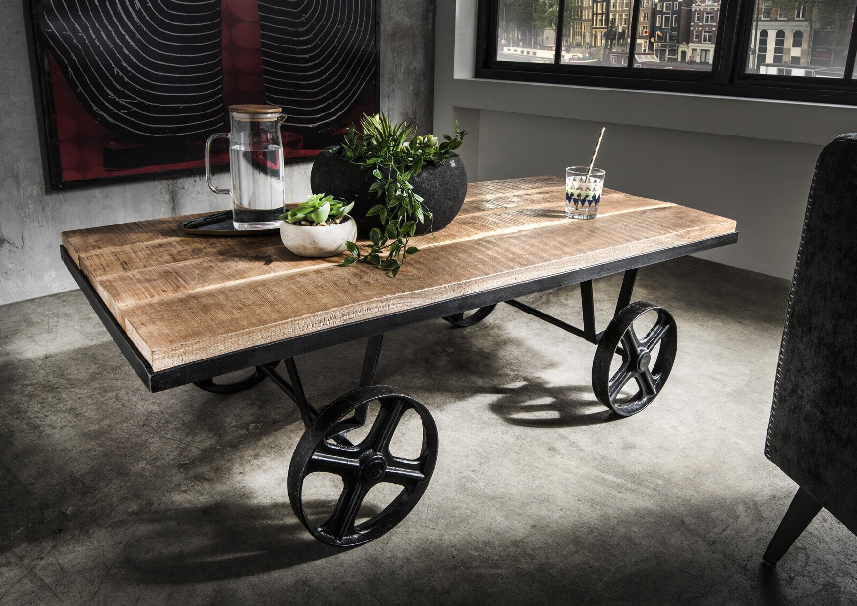Couchtisch Rail aus Mangoholz, braun 