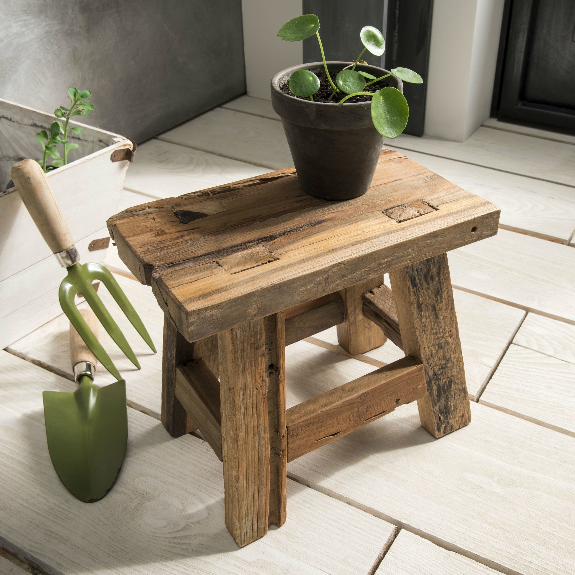 Deko-Hocker aus Teakholz, natur 