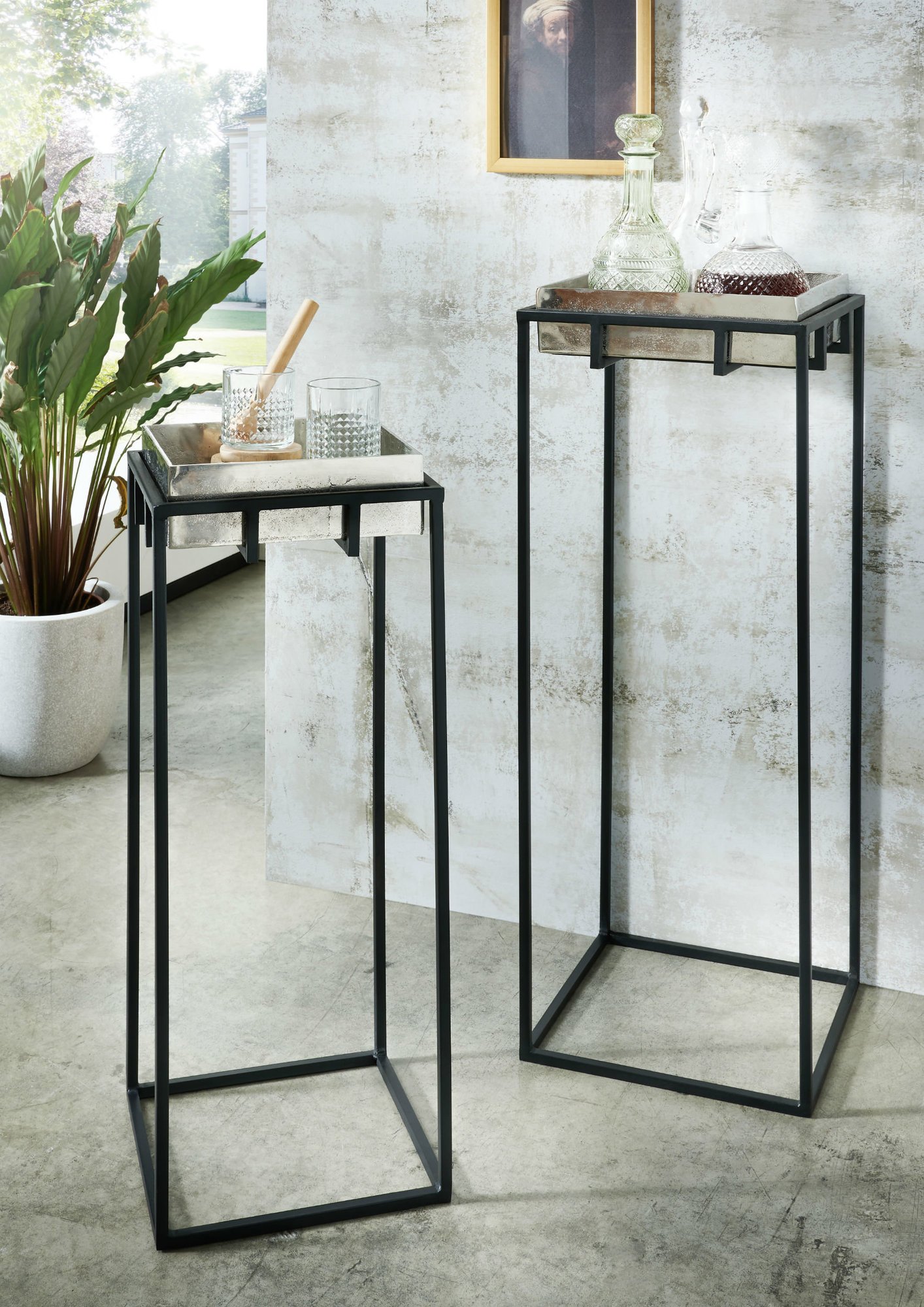 Deko-Säule Liz 2-er Set, schwarz 