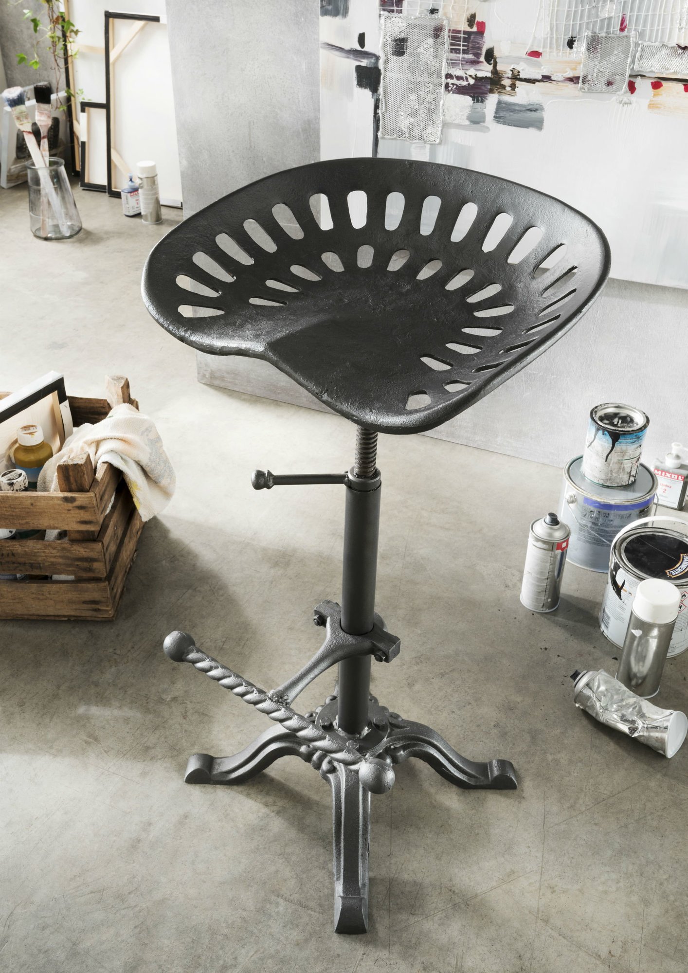 Industrie-Barhocker Legends mit Traktor-Sitz, schwarz 