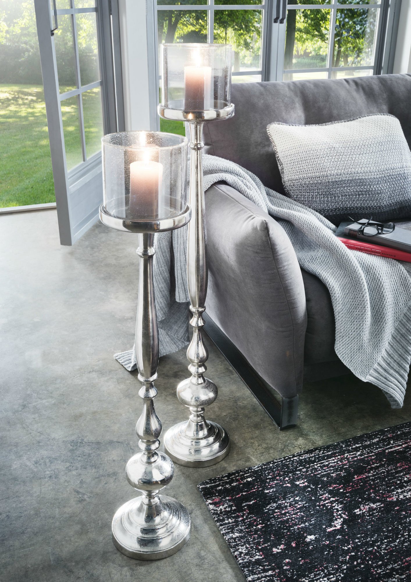Kerzenständer Aluminium mit Antik-Glas | Faktorei