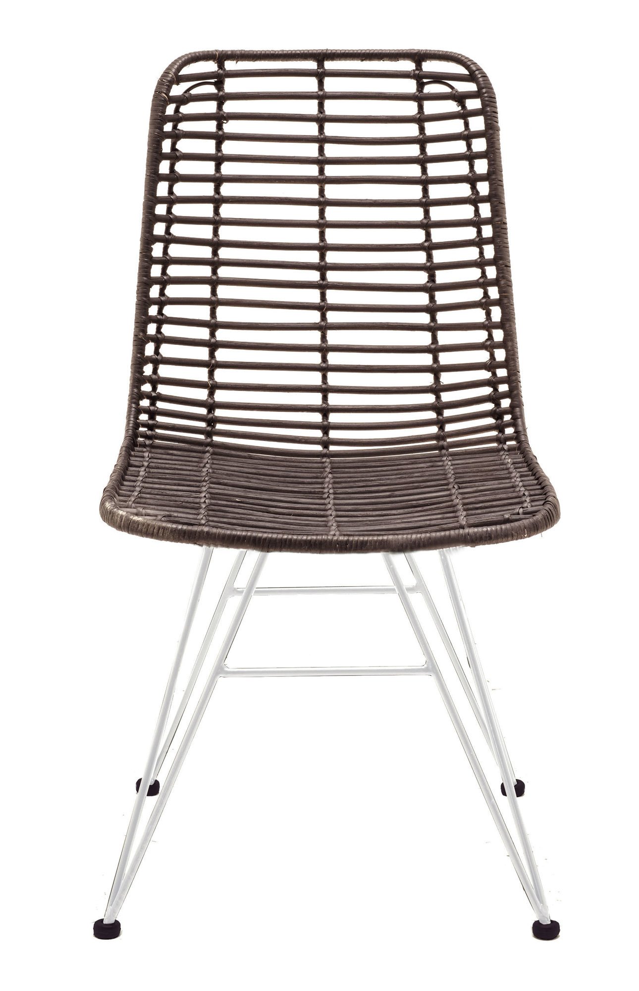 Rattan-Stuhl mit Metall Gestell, schwarz 