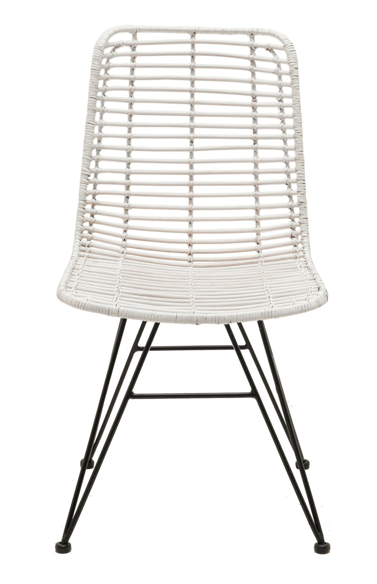 Rattan-Stuhl mit Metall Gestell, weiss 