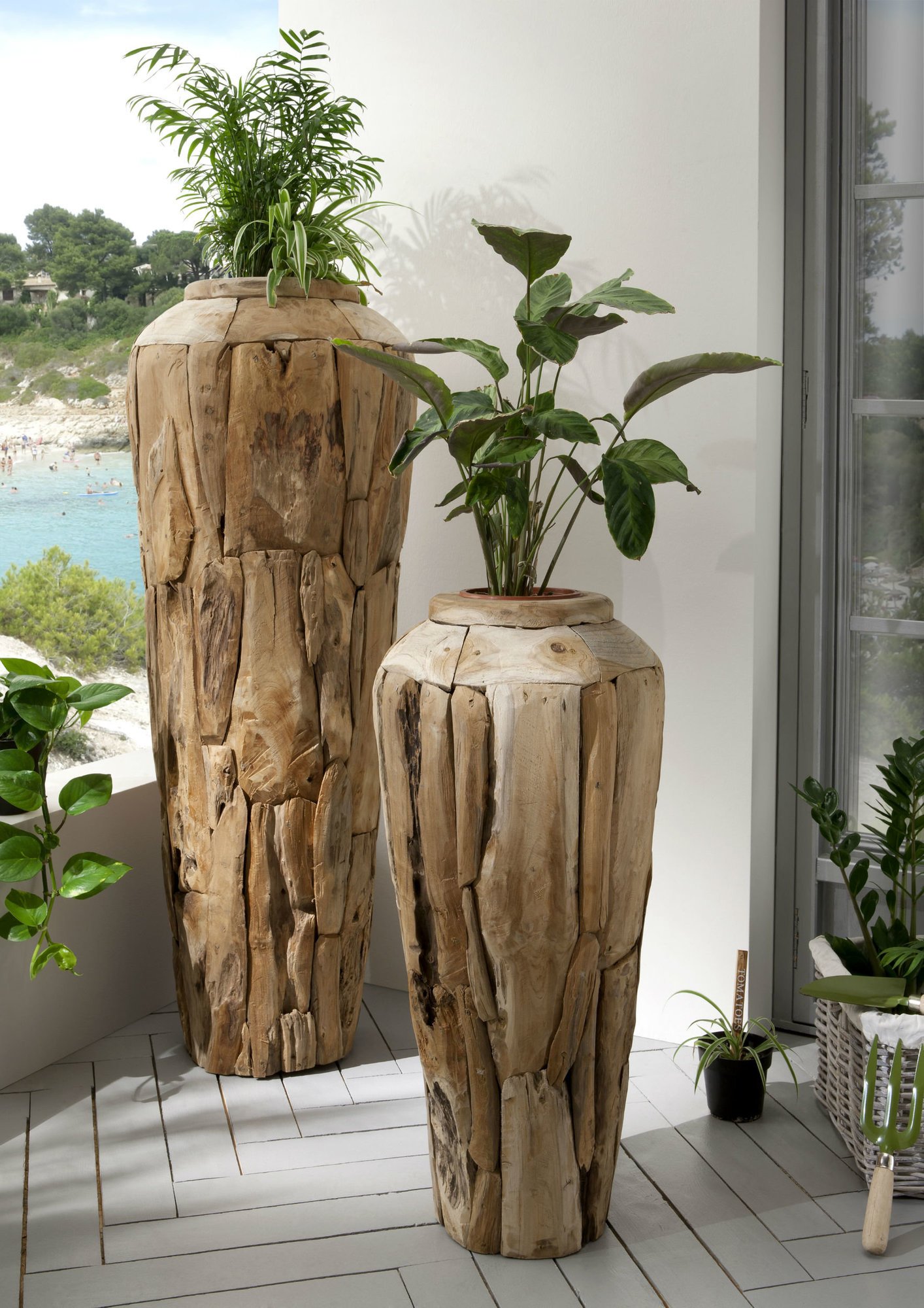 Stand-Vase Amphore recyceltes Holz | Faktorei