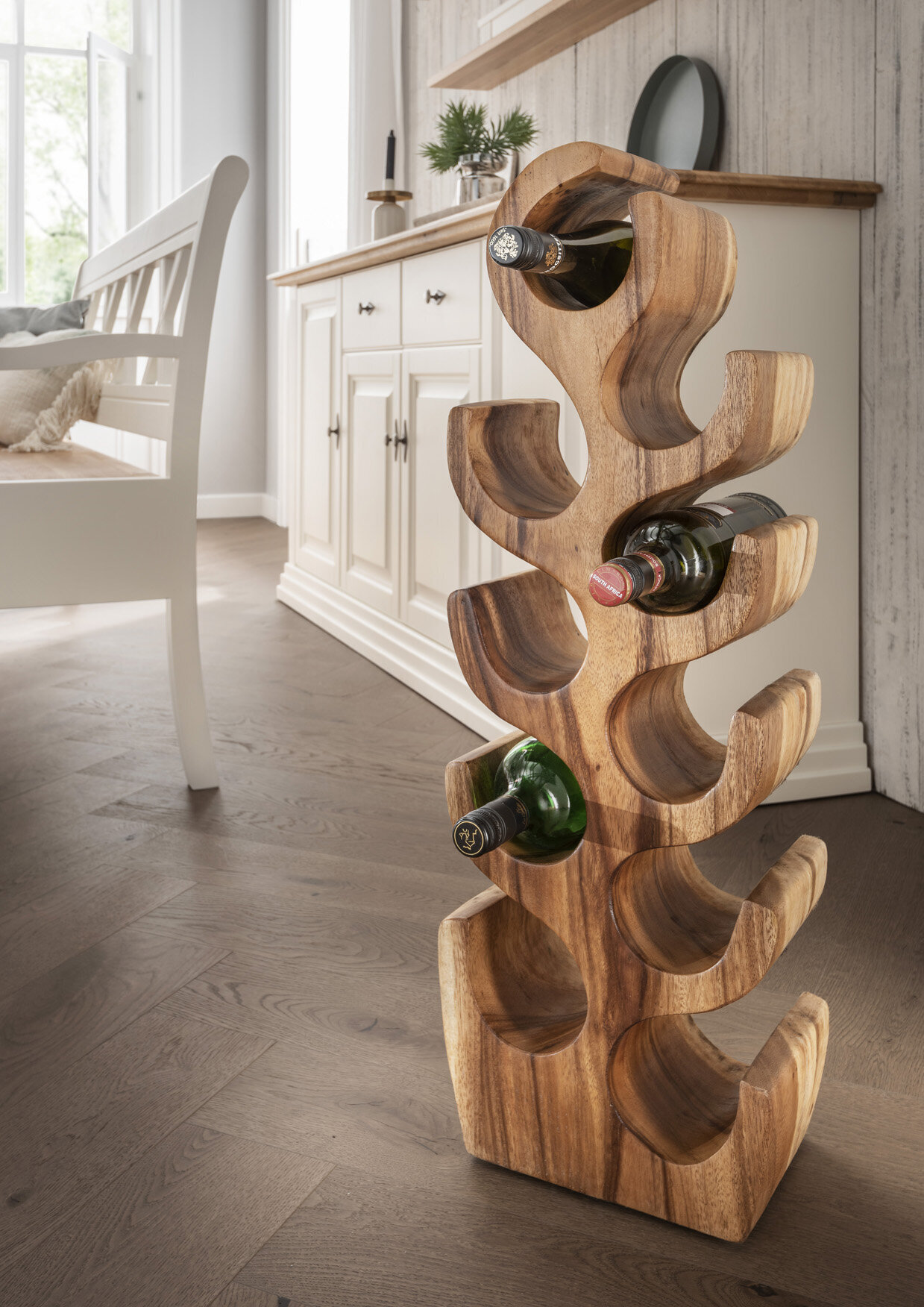 Weinregal Suar Holz für 10 Flaschen, natur 