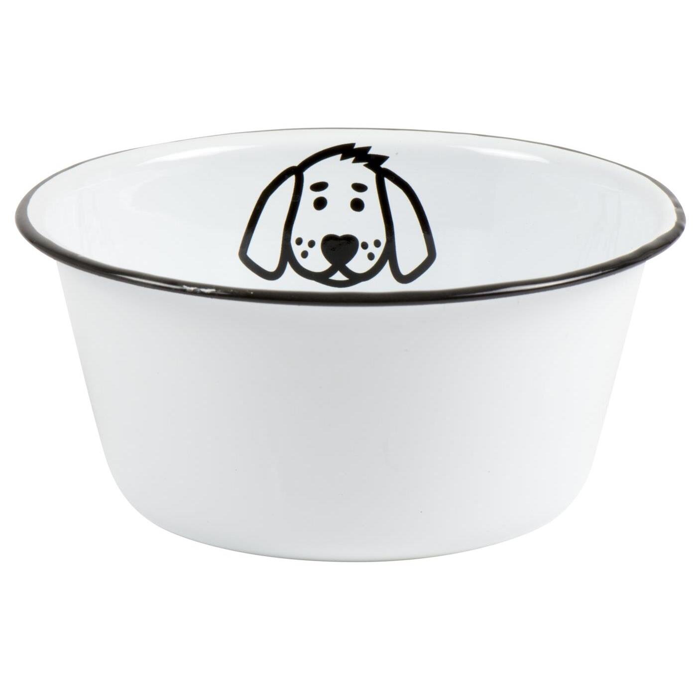 Fressnapf für Hunde Emaille, weiss Ø17 x H8 cm