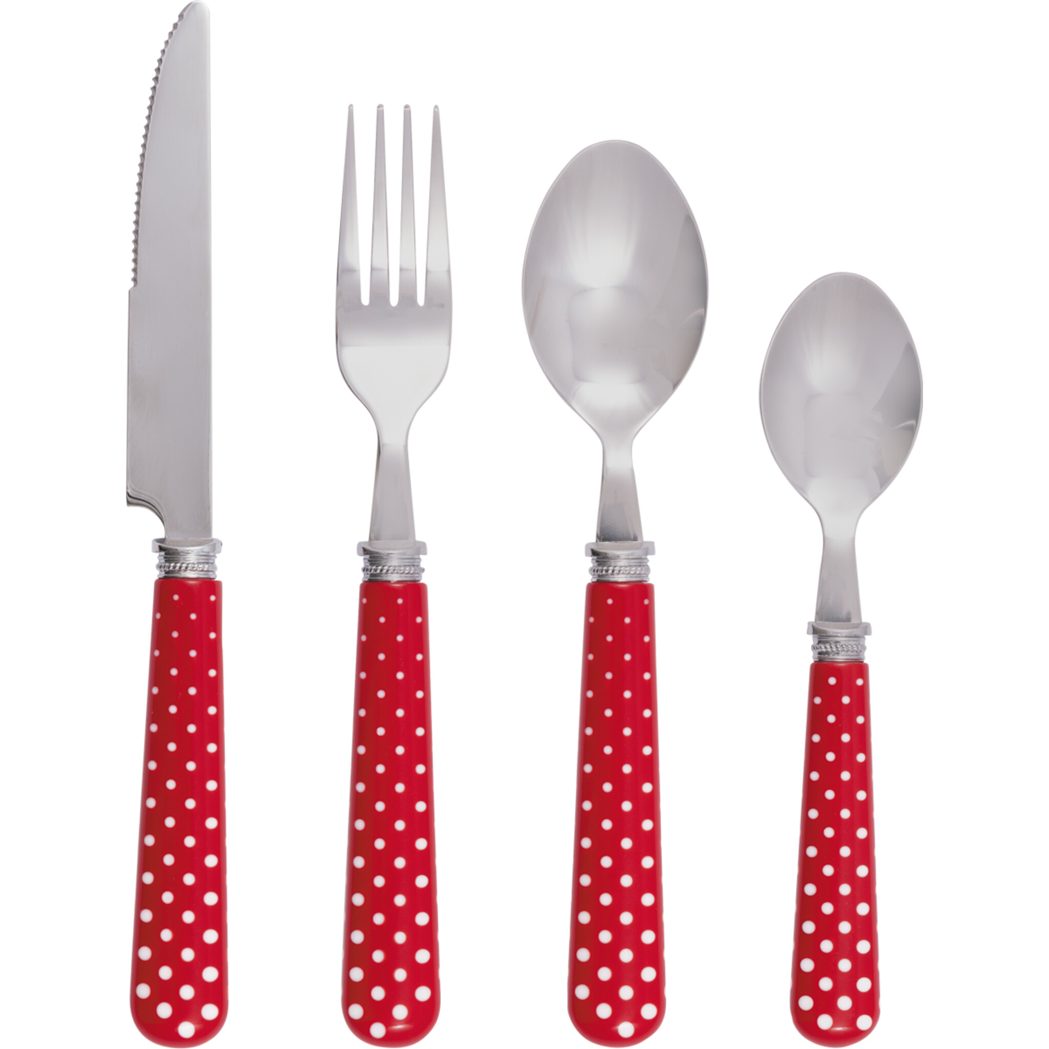 Besteck Dotty 4-teilig, rot 