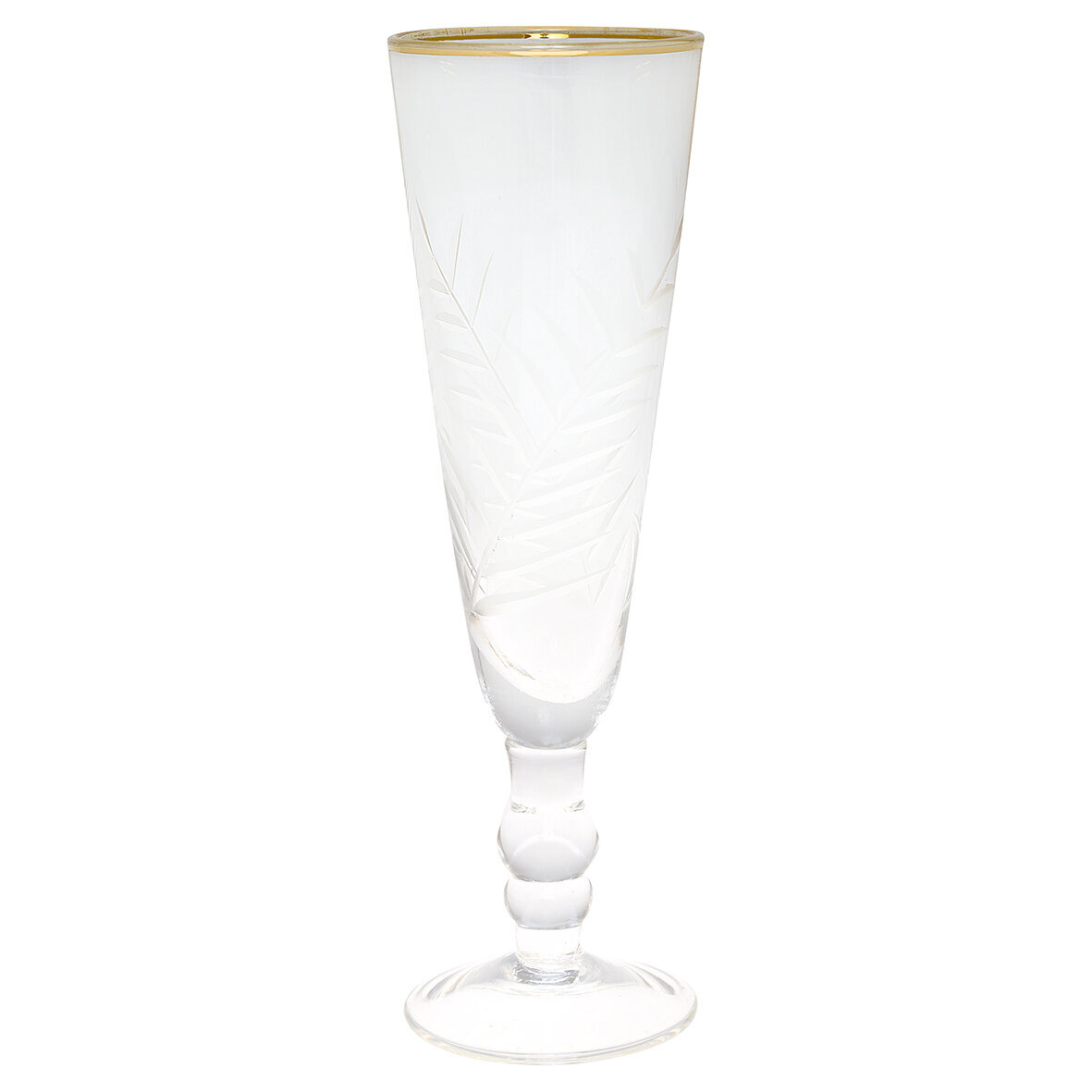 Champagner Glas Cutting mit Gold, klar 