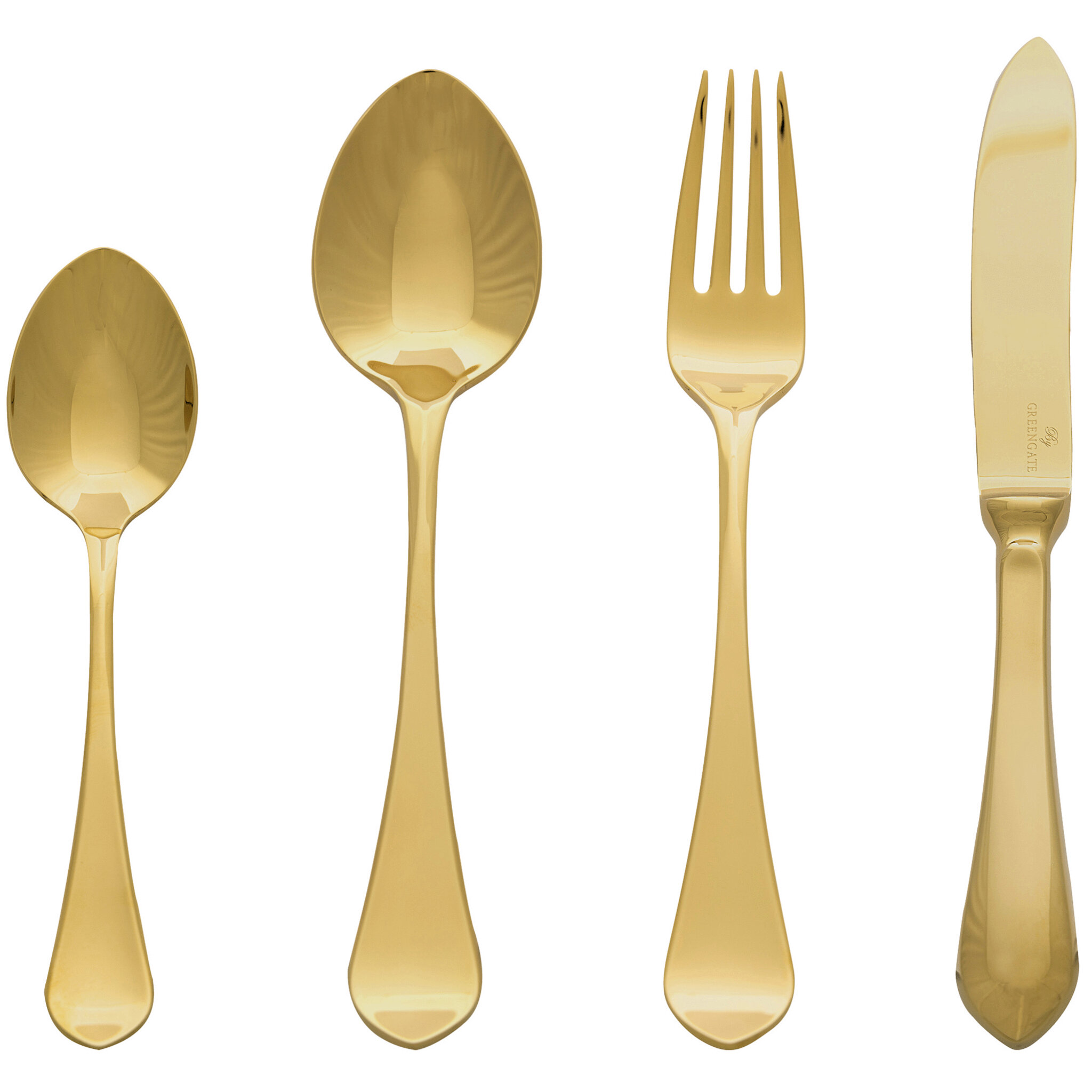 Dinner Besteck Set Curved 4-teilig, gold 