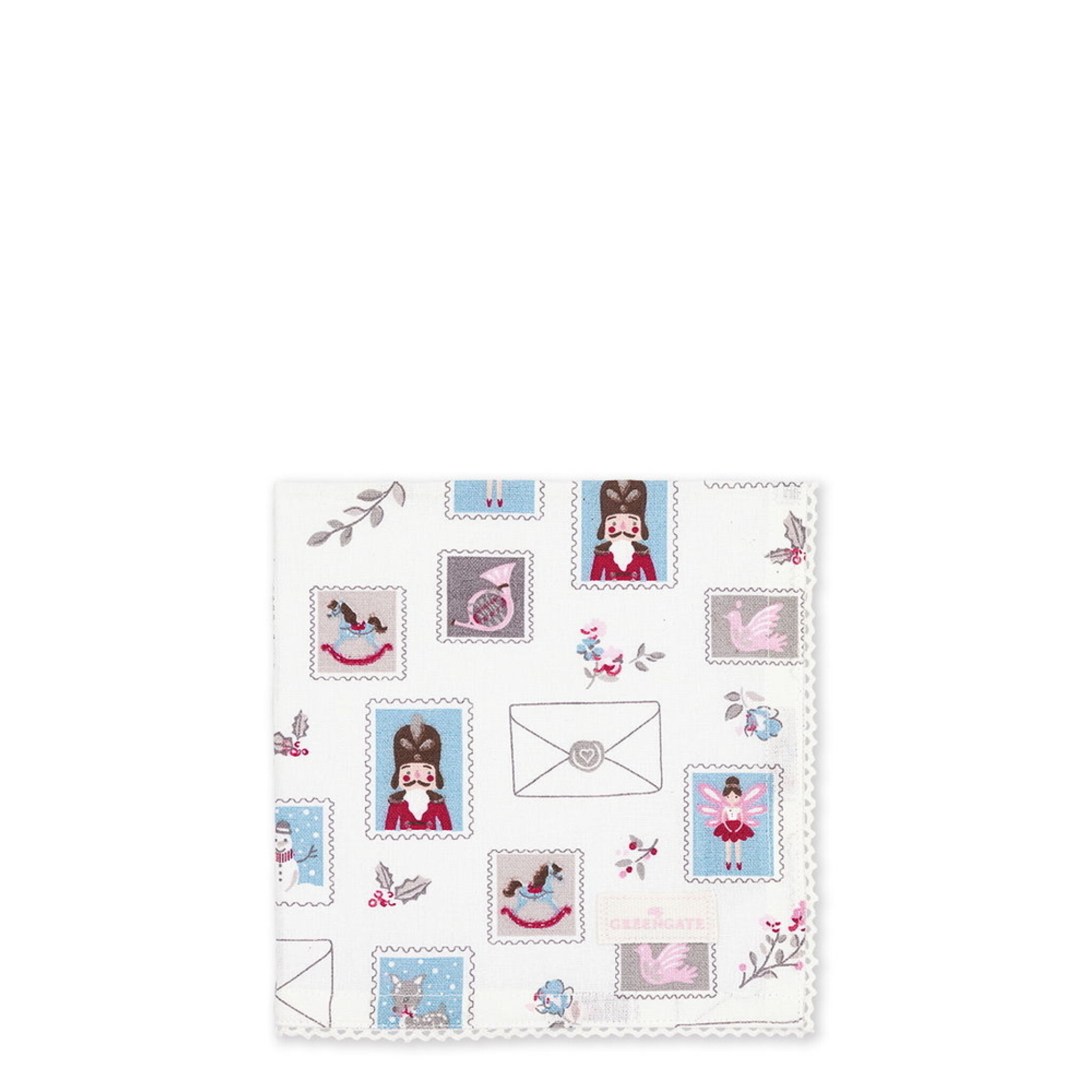 Stoffserviette mit Spitze Xmas Letter, weiss 