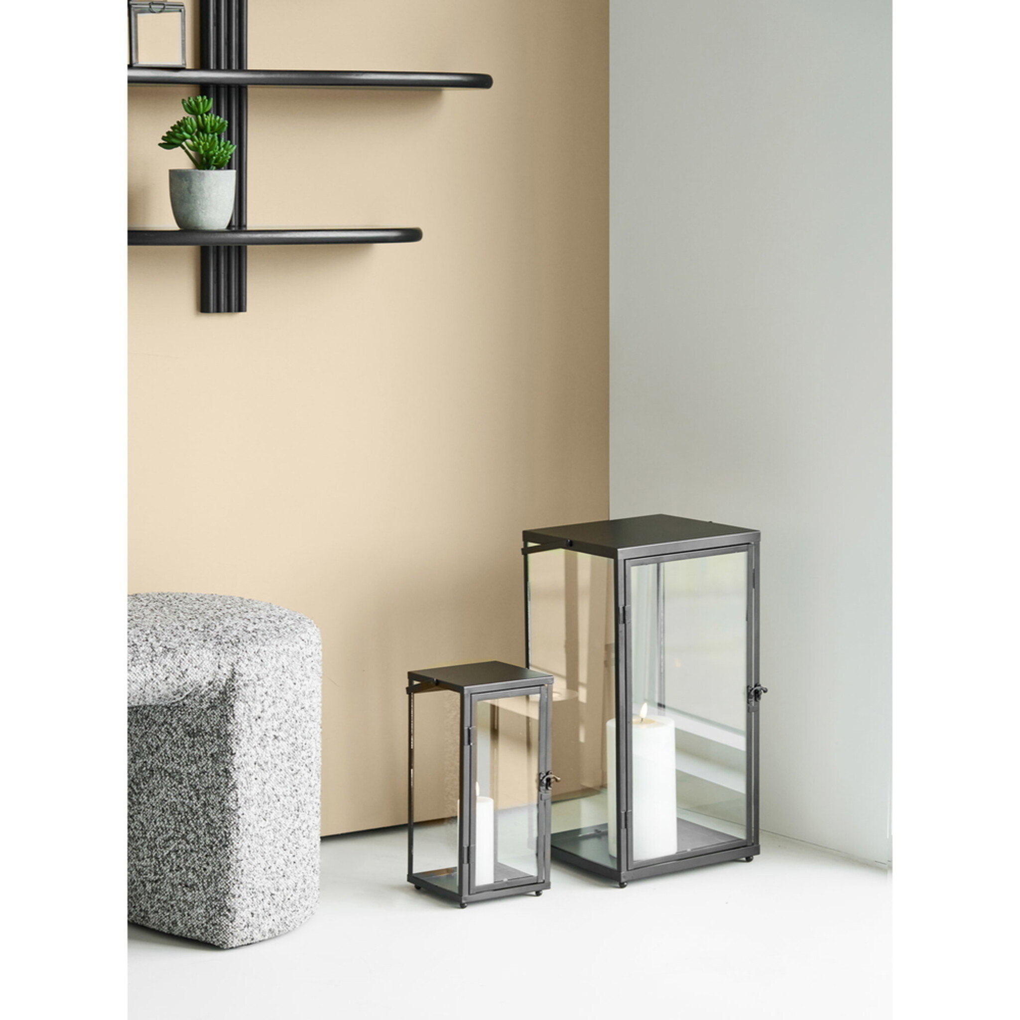 House Nordic Ibra Laternen 2er-Set Schwarz, schwarz 