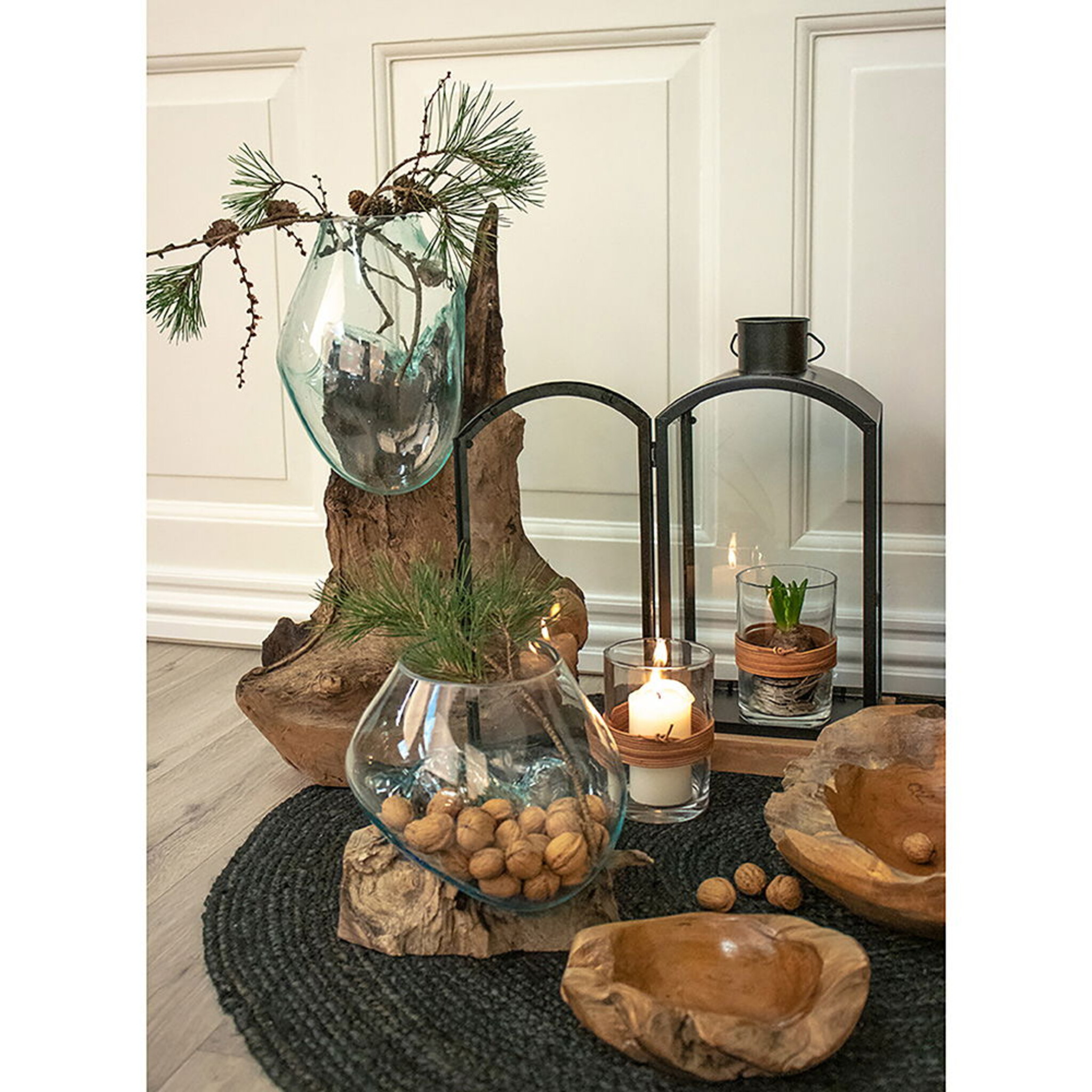 San Marino Waterdrop Bodenvase mit Teakholz-Wurzel, natur 