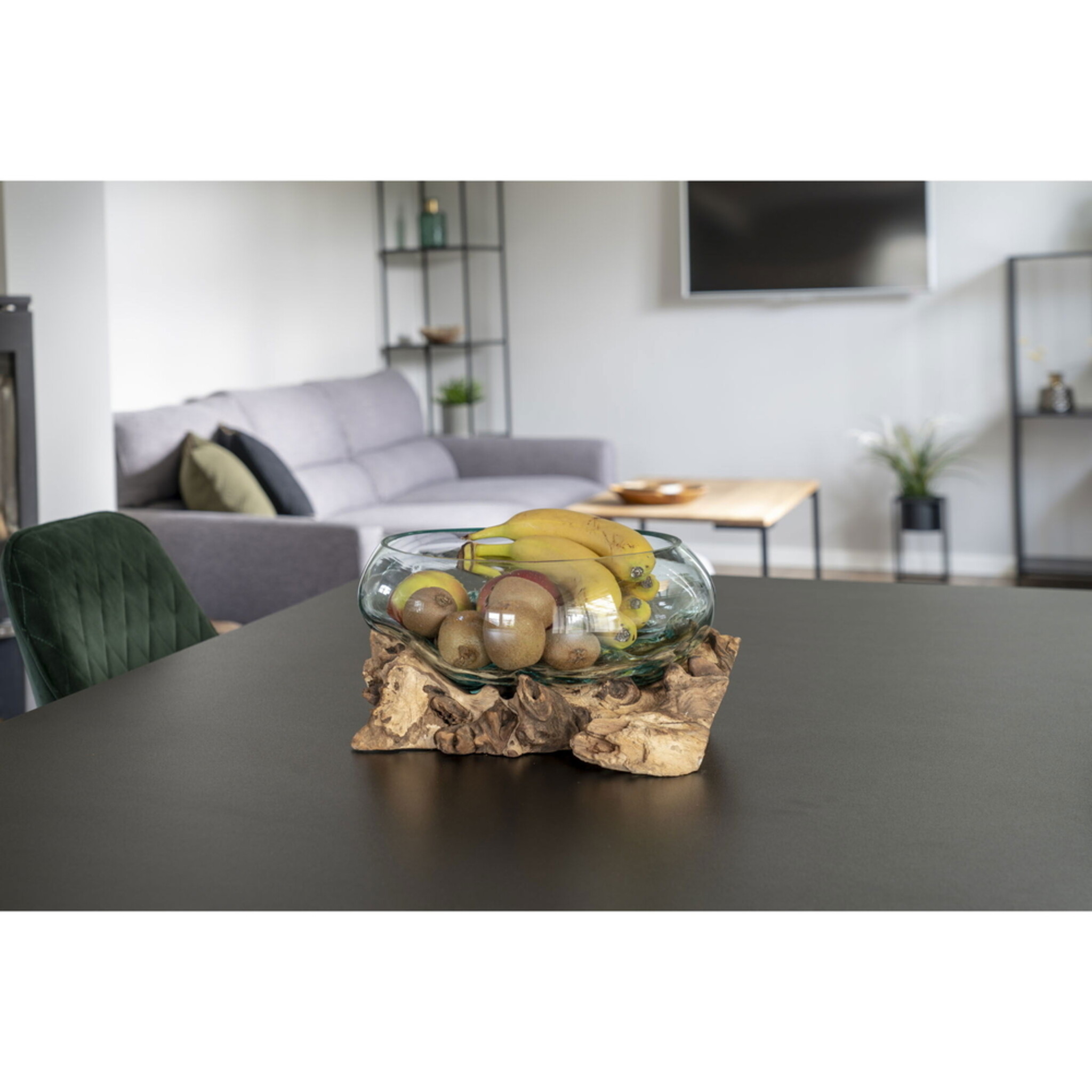 San Marino Waterdrop Teakholz Wurzel mit Glasschale 2, natur 