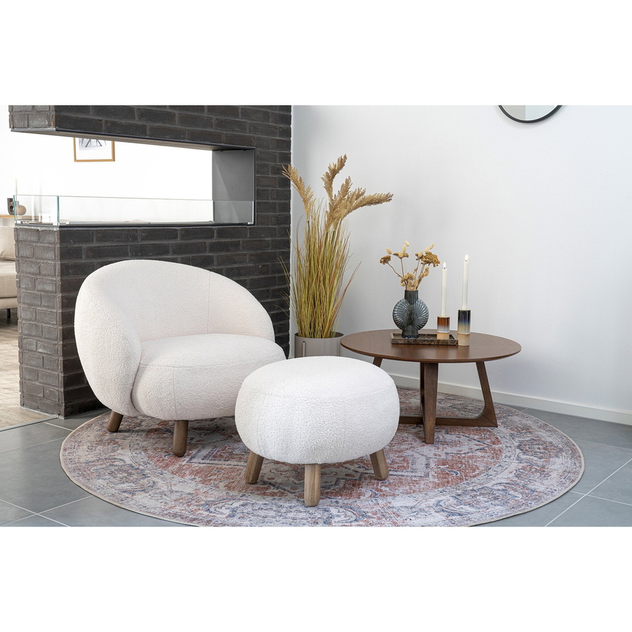 Savona Loungesessel Set mit Pouf Weiß, weiss 