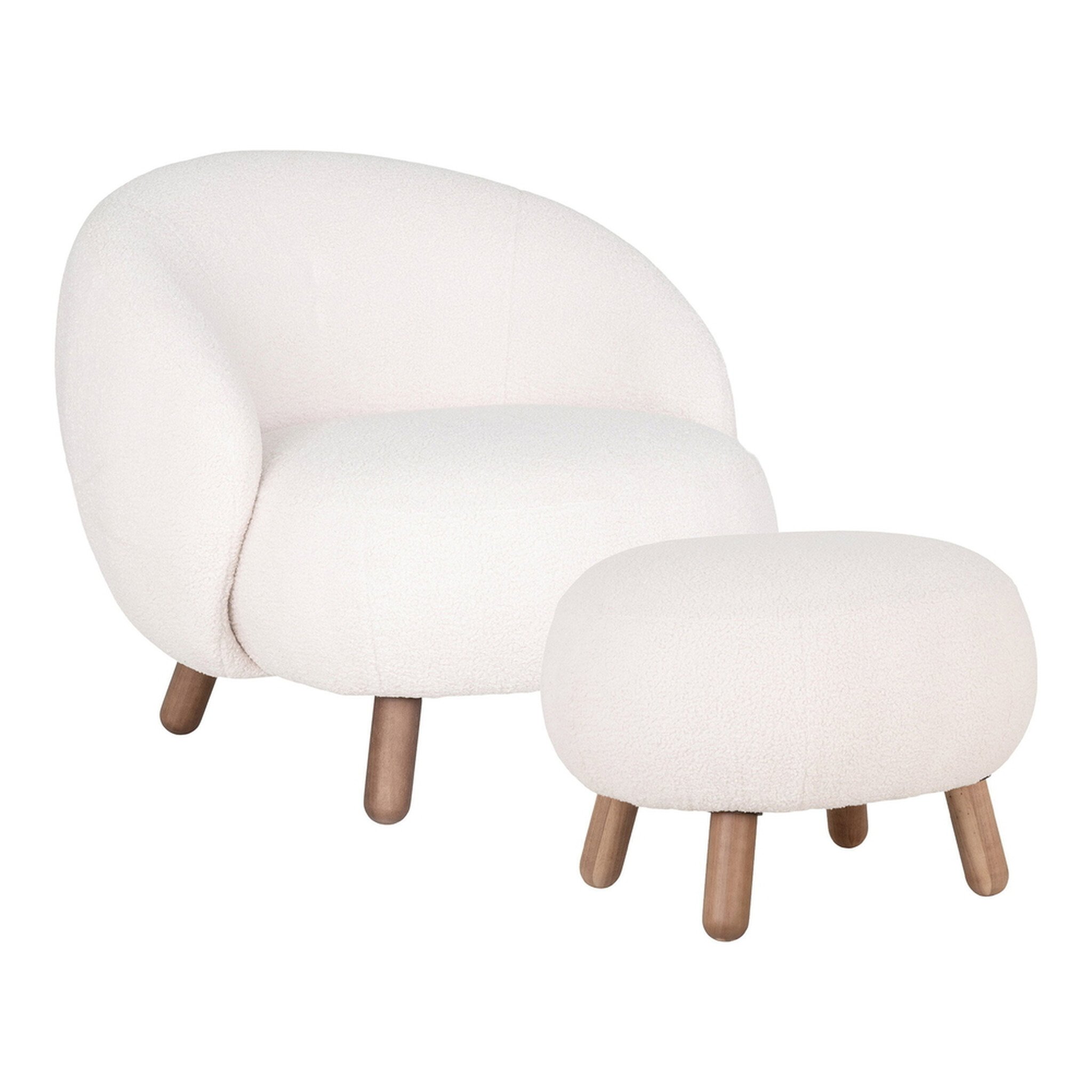Savona Loungesessel Set mit Pouf Weiß, weiss 
