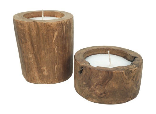 Baumstammkerze Teakholz, natur 
