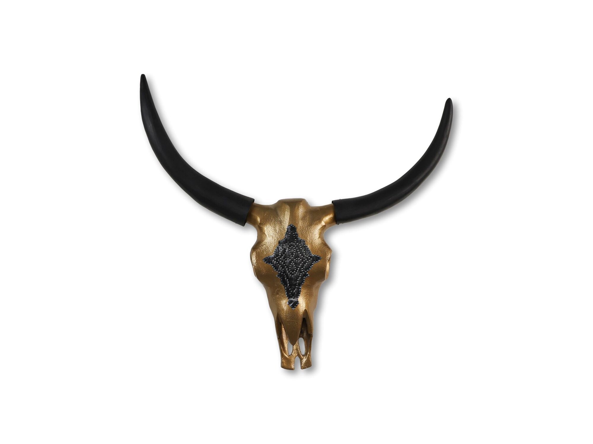 Büffelkopf Gold/Schwarz Metall, gold 80x80x10 cm