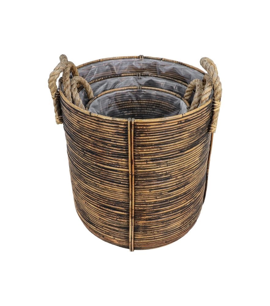 Korbset Kika Rattan 3er, schwarz 