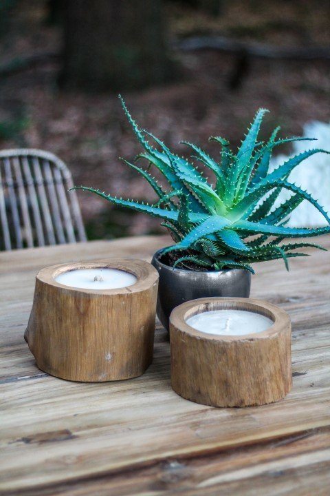 Naturholz Kerze Teak, natur 