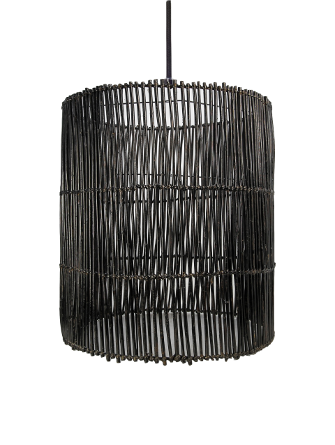 HSM Collection Pendelleuchte Rattan, schwarz 