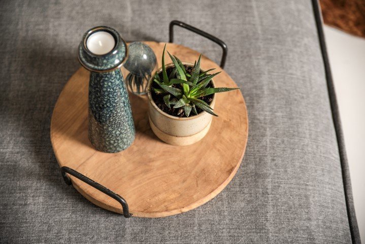 Serviertablett mit Griff Teakholz, natur 