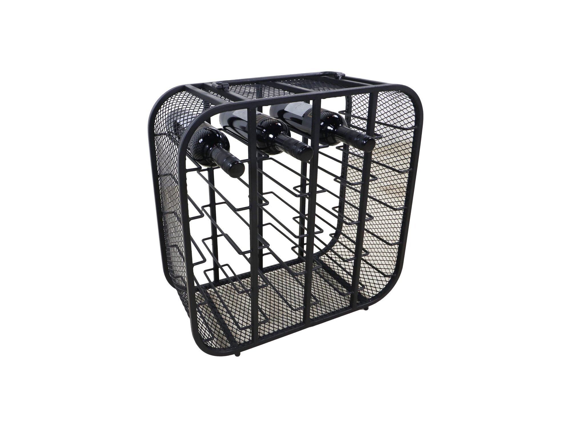 Stehendes Weinregal aus Metall, schwarz 55x25x55 cm