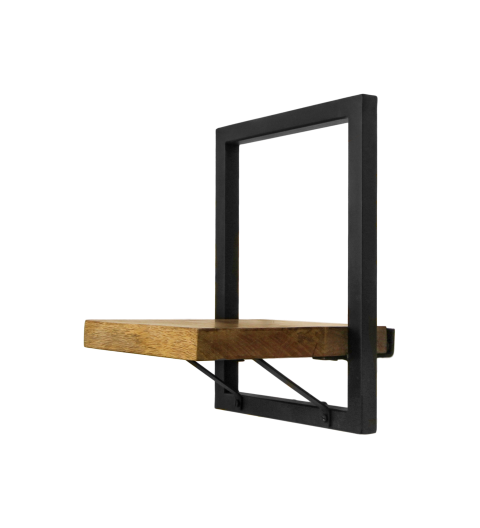 Wandboard Levels 2 Mangoholz, Eisen, schwarz 25x22x32 cm