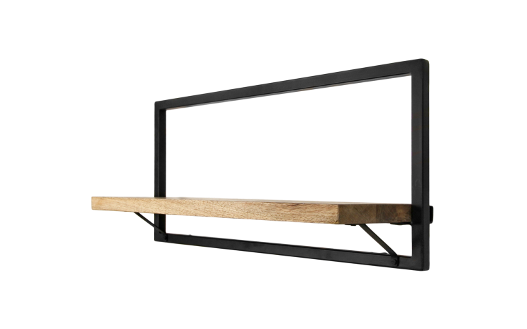 Wandboard Levels 2 Mangoholz, Eisen, schwarz 70x22x32 cm