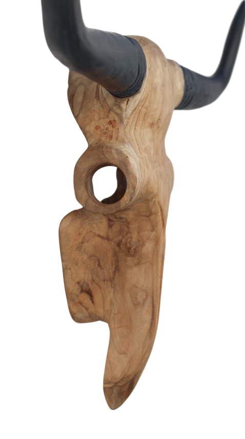 Wanddekoration Büffelkopf, natur 