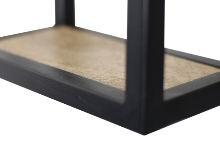 Wandregal Levels aus Mangoholz und Eisen, schwarz 35x14x20 cm