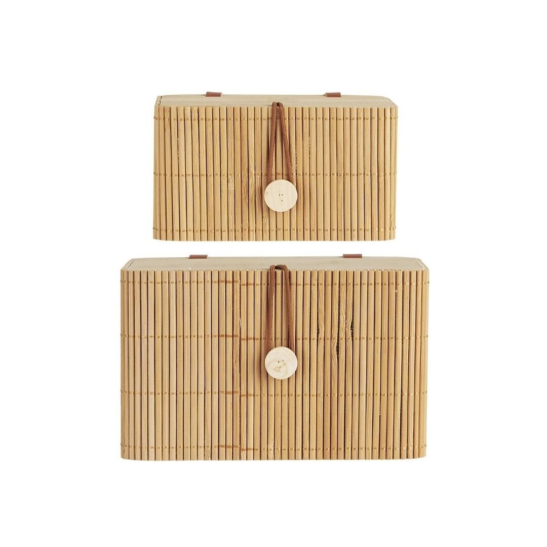 2er Set Schachtel mit Bambusdeckel, natur 