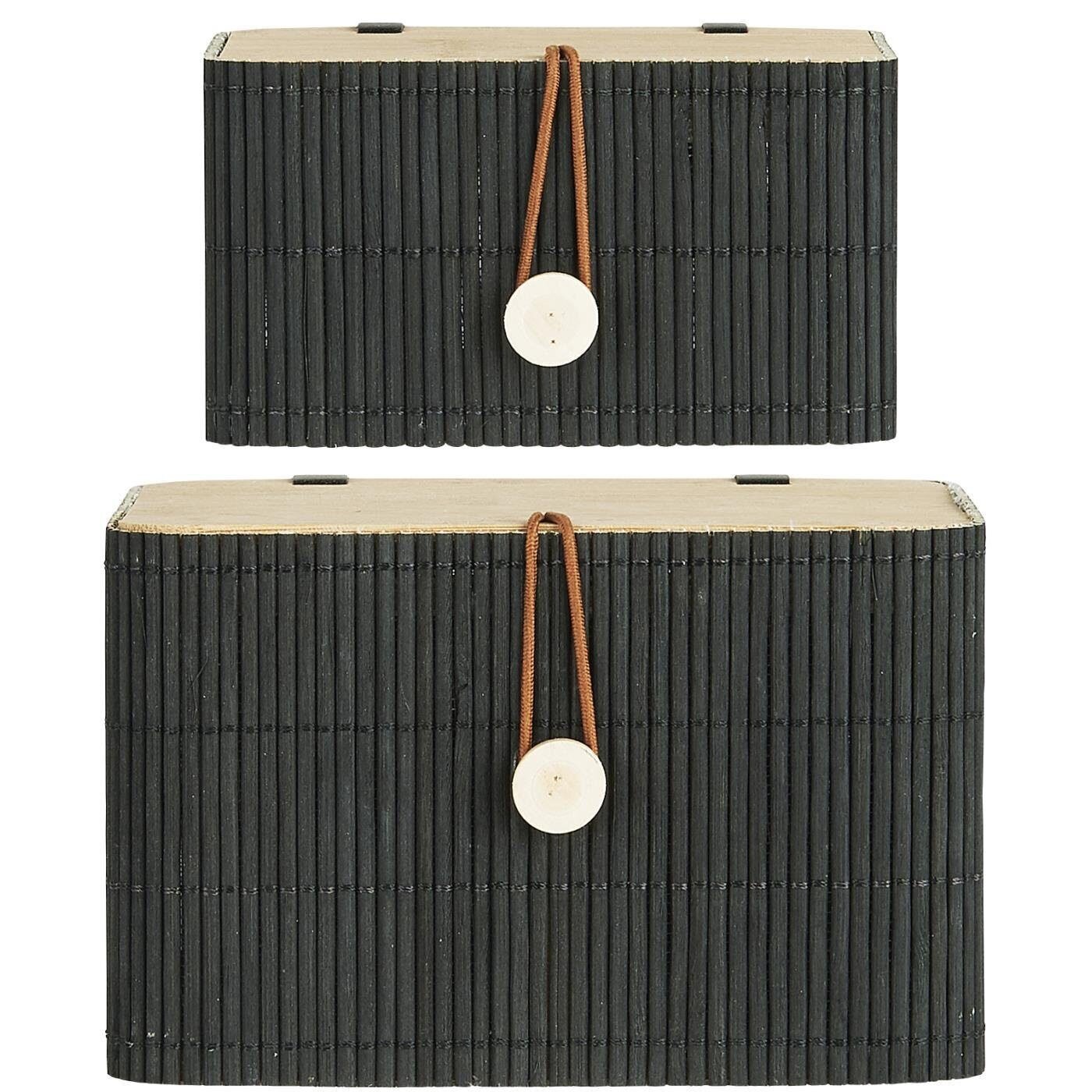 2er Set Schachtel mit Bambusdeckel, schwarz 