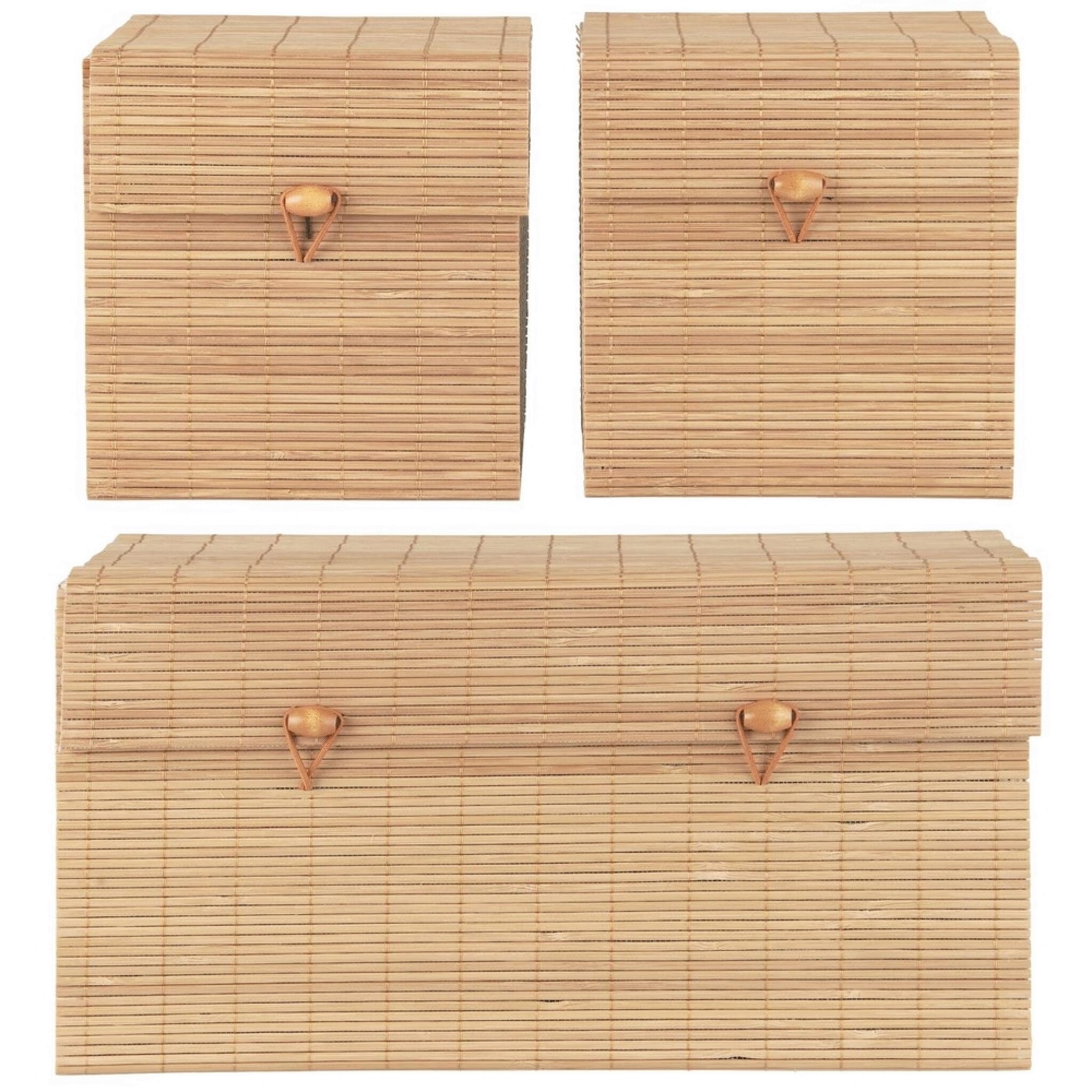 3er Schachtelsatz mit Bambusdeckel, natur 