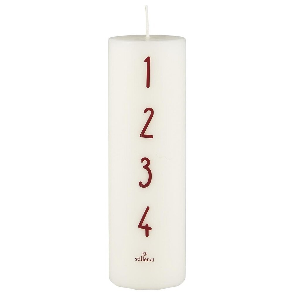 Adventkerze 1-4 weiß mit Zahlen, weiss 