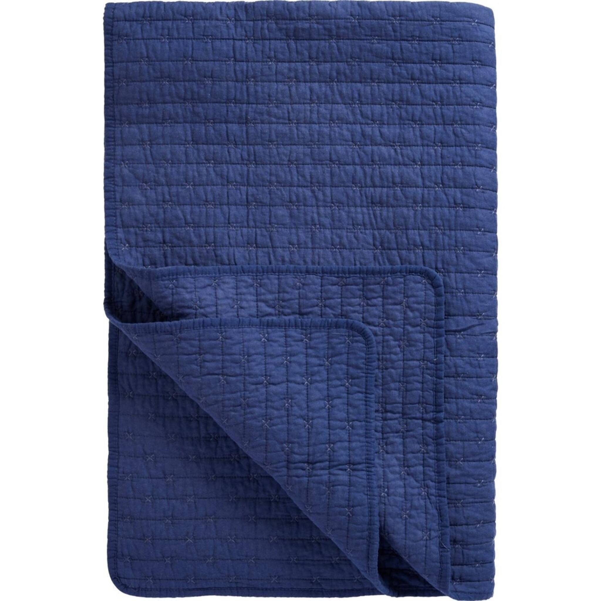 Baumwoll-Quilt mit Kreuzstichen, indigo 