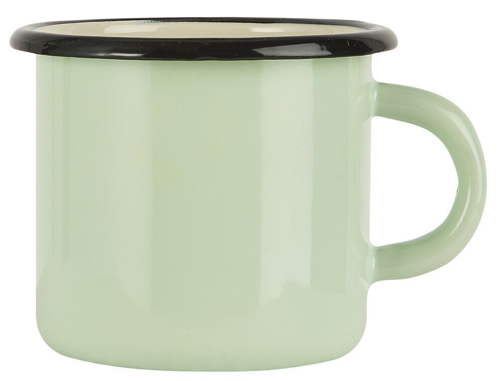 Becher aus Emaille mit Henkel, hellgrün 