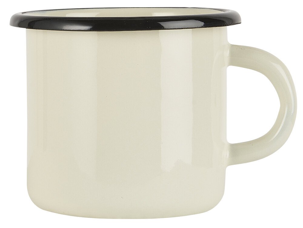 Becher aus Emaille mit Henkel, butter cream 