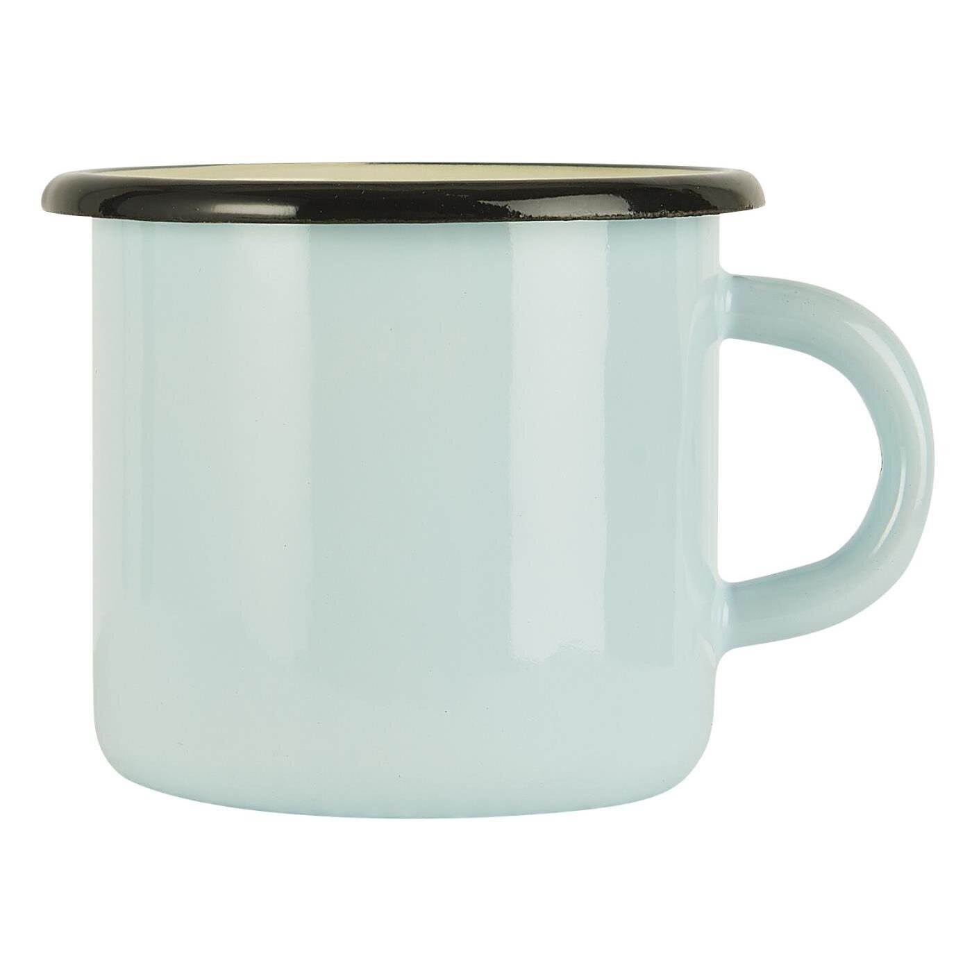 Becher aus Emaille mit Henkel, hellblau 