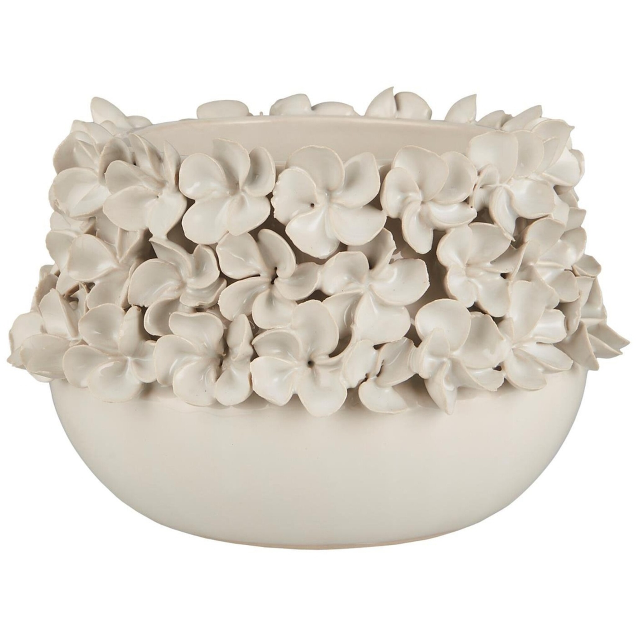 Blumentopf mit Schmuck Hortensia, weiss 
