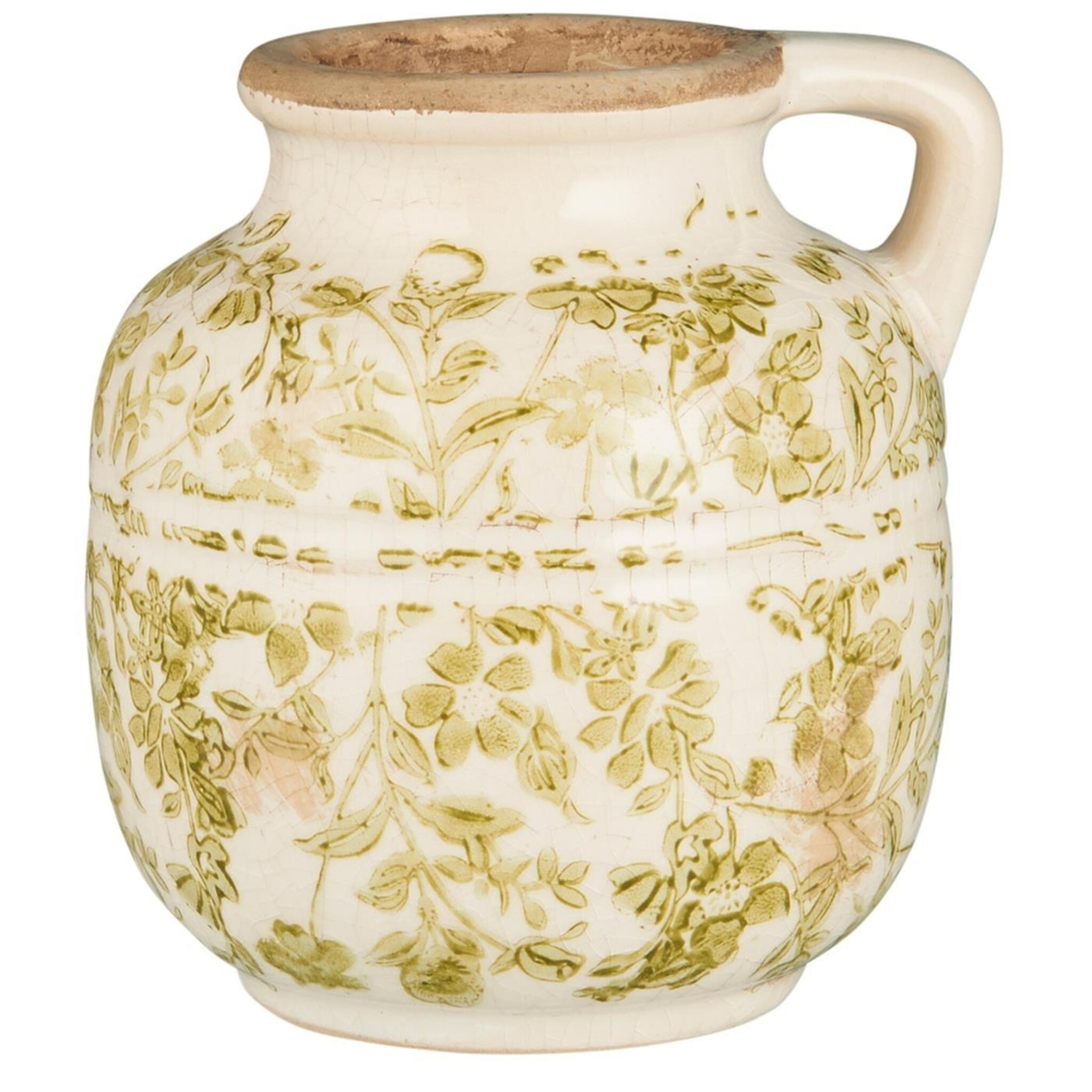 Blumenvase Green Blossom mit Henkel, grün 