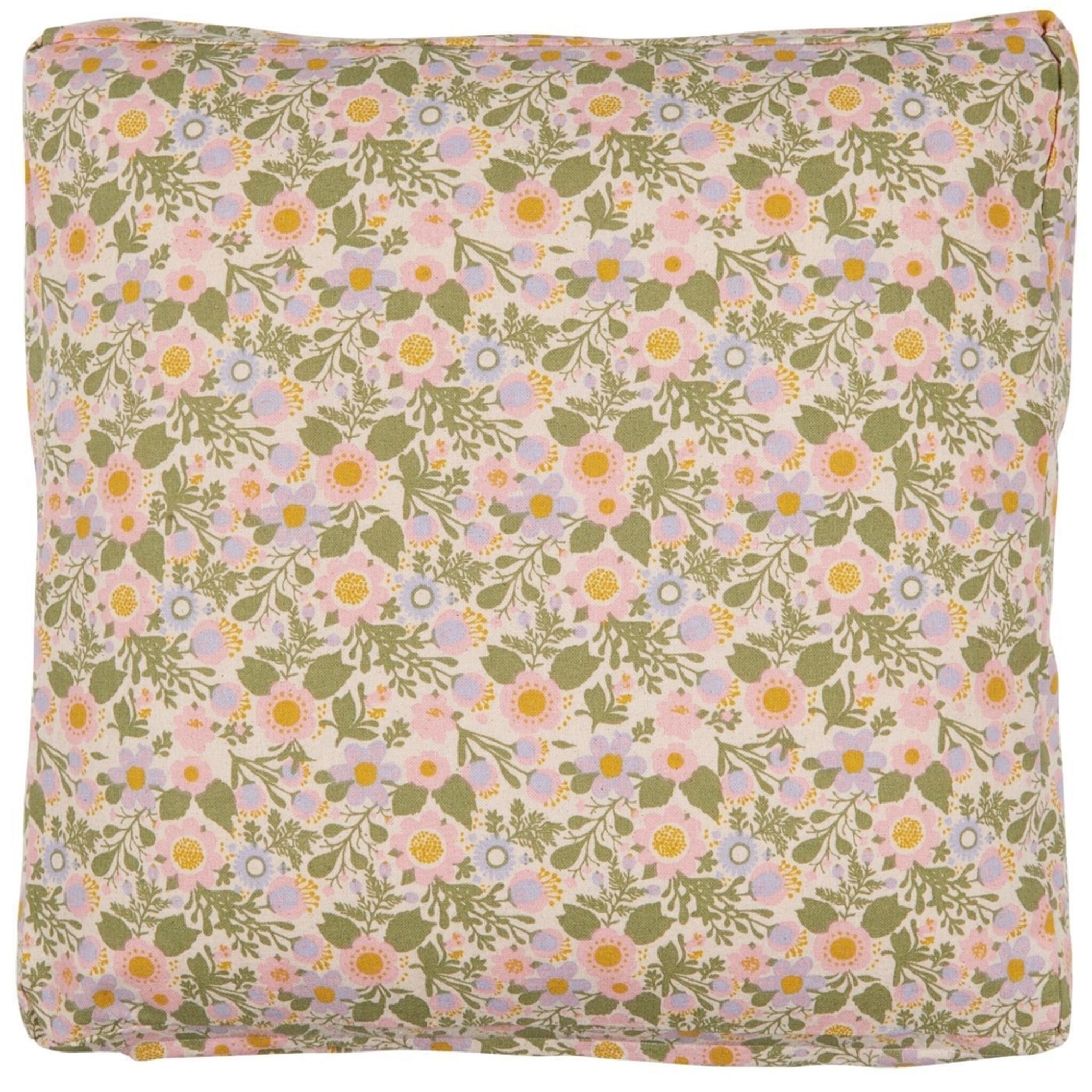 Boxkissenbezug Signe mit Bunten Blumen, grün 45 x 45 x 5 cm
